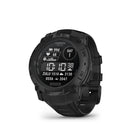 Garmin Instinct 3 Tactical Edition Solar Smartwatch - 50 mm - Black with Black Band-SOLAR CHARGING - For those who are looking for even greater battery life for their outdoor adventures, Instinct 3 - Tactical Edition series features options with a monochrome, sunlight-visible, transflective memory-in-pixel (MIP) display with a solar charging lens that extends battery life up to 40 days (unlimited with solar) in smartwatch mode on the 50 mm model.