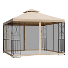 Outsunny 10 ft W x 10 ft L Patio Gazebo - Outdoor Double Top Pavilion Canopy-Elegant gazebo with unique side panel patterns