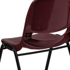 Flash Furniture HERCULES Series Burgundy Ergonomic Shell Stack Chair with Black Frame-Vented Back and Seat Drain Holes assist in drying