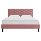 Modway Garcelle Performance Velvet King Platform Bed - Dusty Rose-Diamond Lattice Headboard