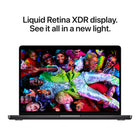 Apple 14" MacBook Pro - M5 Chip - 512 GB SSD - 16 GB Unified Memory - Space Black - English-BRILLIANT PRO DISPLAY—The 14.2-inch Liquid Retina XDR display features 1600 nits peak brightness, up to 1000 nits sustained brightness and 1,000,000:1 contrast