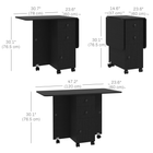 HOMCOM Rolling Drop Leaf Folding Dining Table with Drawers & Storage Cabinet for 4-6 - Black-Two drawers and a piece of furniture offer a discreet storage room