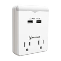 Westinghouse 2-Outlet USB Night Light-Converts Duplex Wall Outlet into 2 Grounded Outlets and 2 USB Ports