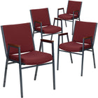Flash Furniture HERCULES Series Heavy Duty Burgundy Patterned Fabric Stack Chairs with Arms - 4 Pack-Set of 4 Multipurpose Stack Chairs
