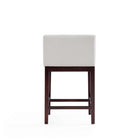 Manhattan Comfort Kingsley 21" Mid-Century Modern Faux Leather Upholstered Counter Stool - Ivory and Dark Walnut - 2 Pack-Includes Gold Metal Footrest