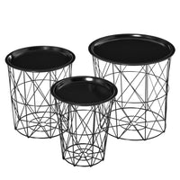 HOMCOM Nesting End Tables with Storage and Tray - Black - 3 Pack-Includes cside tables in different size, a perfect addition to your home
