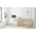 Nexera Multi-Purpose Storage Office Storage And Filling Cabinet - White/Natural Maple-Can be paired with Chrono Reversible Desk Panel to create a desk set