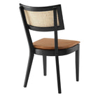 Modway Caledonia Vegan Leather Upholstered Wood Dining Chairs - Black/Tan - 2 Pack-9