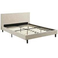 Modway Anya Fabric Full Bed - Beige-Platform Bed Frame With Headboard