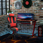 HOMCOM High Back Racecar Style Gaming Office Chair with Swivel and Lumbar Support - Red-Soft all PU leather upholstery is highly comfortable with ample padding