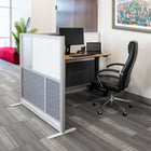 Luxor Modular Wall Extension with Whiteboard - 70" W x 48" H - Segmented Grey Frame, Frosted Acrylic, Cool Grey PET-Helps define zones without permanent walls
