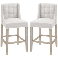 HOMCOM Counter Height Modern Upholstered Bar Stools - Beige - 2 Pack-Packaged in a set of 2
