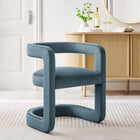 Modway Winslow Performance Velvet Barrel Accent Chair - Cadet Blue-Open Back