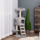 PawHut 47" Cat Tree Tower with Ladder and Scratching Posts - Ball-Plush covers for added comfort 