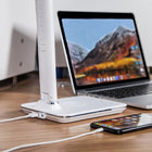 ShoppingAll Multi-Functional LED Desk Lamp with Qi Wireless Charger - White-Charging compatible with iPhone 13 (Mini, Pro, Pro Max), 12 (Mini, Pro, Pro Max), 11 (Pro, Pro Max), XS Max, all other Qi-enabled phones and devices