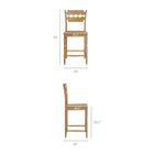 Modway Jax Oak Wood Counter Stool With Wavy Razor Back - Weathered Oak-Wavy Razor Back