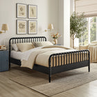 Modway Arlette Full Size Wood Spindle Bed Frame - Black-Spindle Headboard & Footboard
