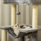 PawHut 39.25" Multi-Level Cat Tree Tower with Scratching Post - Grey-Felt cloth cover is removable and washable 