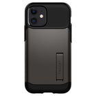 Spigen Slim Armor Case for iPhone 12 - Gun Metal-Dual layered TPU case and a polycarbonate hard case provides shock protection.