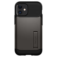 Spigen Slim Armor Case for iPhone 12 - Gun Metal-Dual layered TPU case and a polycarbonate hard case provides shock protection.