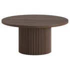 Hudson&Canal Rollan 32" Wide Round Fluted Coffee Table - Brown Oak-Table is made of high-quality and durable MDF materials