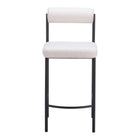 Zuo Livorno Counter Stool - Ivory - Set of 2-Shearling style fabric