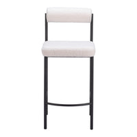 Zuo Livorno Counter Stool - Ivory - Set of 2-Shearling style fabric