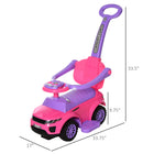 Aosom 2-in-1 Kids Ride-On Push Car - Pink-With horn, music, and light buttons on the steering wheel for added fun(the battery are not included) 
