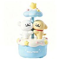 Yancang Maltese Couple Rotating Bluetooth Speaker-Cute rotating Maltese dog design adds decorative charm to bedrooms desks and shelves