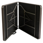 Flash Furniture 30"W x 72"L Bi-Fold Brown Wood Grain Plastic Folding Table with Carrying Handle-Protective Floor Caps