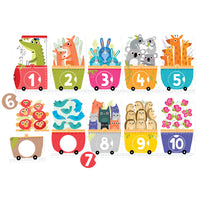 Banana Panda Make-a-Match Puzzle - Number Train-Matching Fun on the Farm - little kids put together 6 large 4-piece puzzles, then mix and match the circular pieces - a toddler matching game and puzzle set all-in-one