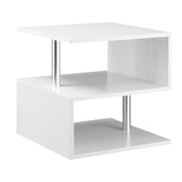 HOMCOM Square Side Table - White-Add unique and innovative perspective to your living room space 