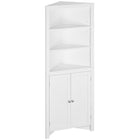 Kleankin Corner Bathroom Cabinet with Double Doors and Adjustable Shelves - White-Modern style is suitable in the bathroom, living room or dining room 