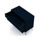 Manhattan Comfort Rockefeller 35.24" Mid-Century Modern Dresser - Tatiana Midnight Blue-Option to Fit up to a 32" TV Stand, with a 11 Lb. Shelf Capacity Per Shelf.