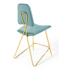 Modway Ponder Performance Velvet Counter Stool - Sea Blue-Weight Capacity: 330 lb