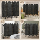 HOMCOM 6 Panel Arched Top Woven Freestanding Room Divider for Bedroom - Black-Optimal for multiple spaces like living rooms, bedrooms, or offices 
