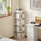 HOMCOM 4 Tier Rotating Bookshelf Tower - White Wood Grain-Modern style with solid embossed finish complements any home decor