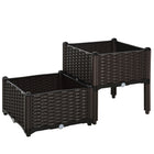 Outsunny 2-Piece Raised Garden Bed - Brown-Quickly cultivate your favourite plants, vegetables, herbs, and flowers with our user-friendly gardening solution
