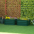 Outsunny Raised Garden Bed with Galvanized Steel Frame - 23.5" L x 23.5" W x 12" H - Green - 2 Pack-Open bottom design makes it great for long rooted plants 
