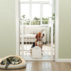 PawHut 30"-32" Extra Wide Pet Gate Barrier with Small Door - 35"H - White-Comes with the bottom locking block, it enhances the stability