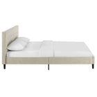 Modway Linnea Full Bed - Beige-Tufted Polyester Headboard