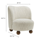Modway Monroe Boucle Fabric Accent Chair - Pearl Walnut-Soft Aesthetic with Rounded Contours