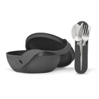 W&P Porter Bowl & Utensil Set - Charcoal-This ultra-light, durable lunch bowl features a protective, non-slip exterior, rigid plastic and a snap-tight silicone strap