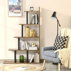 HOMCOM Industrial Style Bookcase Display Stand - Rustic Brown-Anti-toppling device included
