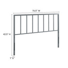 Modway Tatum Metal King Headboard - Grey-Powder Coated Iron Construction