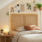 Modway Sandy Wall Mounted Wood and Rattan Twin Size Headboard - Natural Rattan-Wall Mounted Design