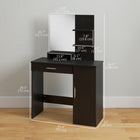 HOMCOM Vanity Desk with Mirror - 35.4" L x 15" W x 54.3" H - Black-The engineered wood surface is melamine-coated, smooth and easy to clean 