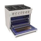 Kucht 36" KFX-X Series Pro Style Propane Gas Range - Stainless Steel/White-2 Years Limited Manufacturer Warranty