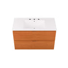 Modway Scenic 36" Wall-Mount Bathroom Vanity - Cherry/White-Full-Extension Drawers