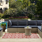Modway Ariana Vintage Floral Trellis Indoor/Outdoor Area Rug - 4 ft W x 6 ft L - Red/Beige-Gripping Rubber Underside
